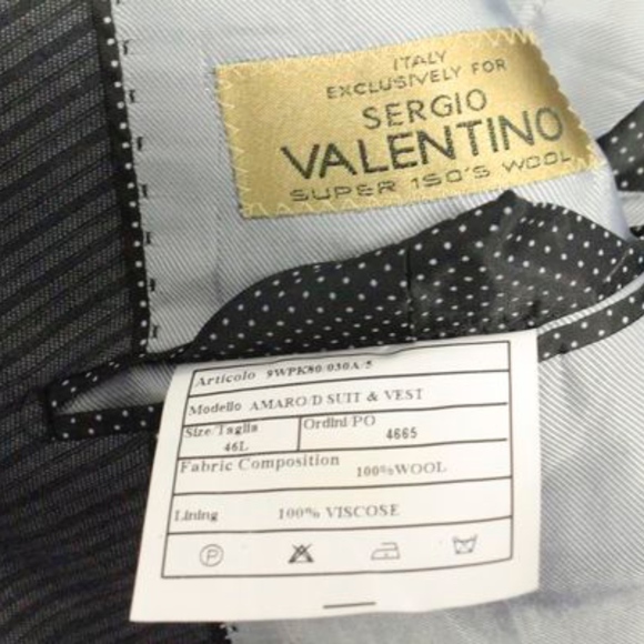 Sergio Valentino 3 Piece - Super 150's - 100% Wool - Picture 8 of 8